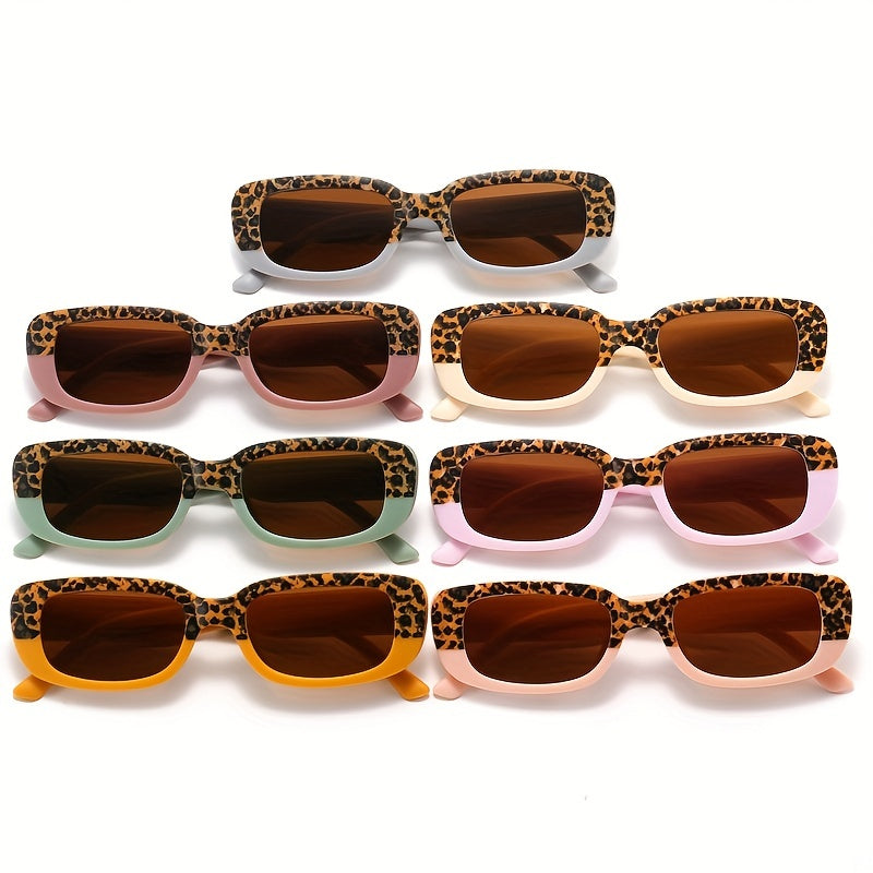 Teen Retro Leopard Print Sunglasses UV Protection for Outdoor Activities
