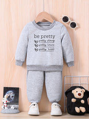 Baby Inspirational Letter Print Outfit BE PRETTY STRONG & BRAVE & KIND