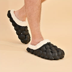 Men's Warm Bubble Slides with Fleece Causal Slippers