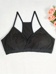 Lace Trim Racer Back Sporty Bra Medium Stretch