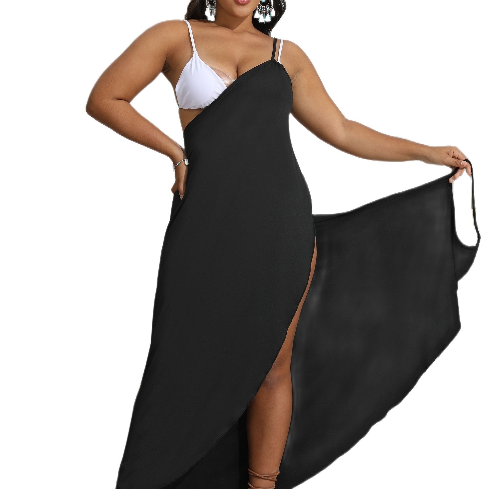 Sexy Plus Size Wrap Maxi Dress with High Split