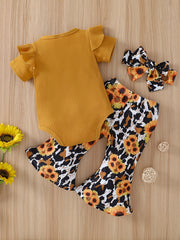 Baby Girls Short Sleeve Romper & Leopard Pants Set