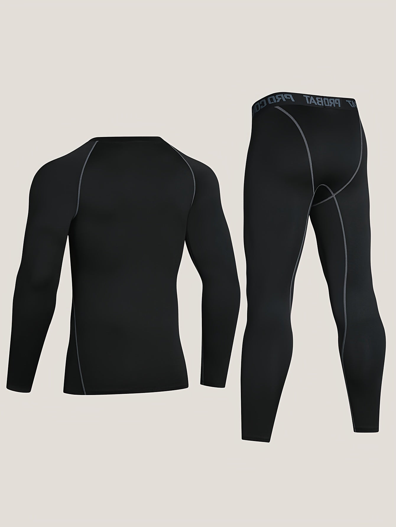 Men's Solid High Stretch Fitness Suit Long Sleeve T shirt & Yoga Legging Set