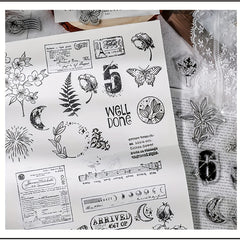 6pcs Clear Stamps Flowers Leaves Butterflies & Moon for Holiday Crafting