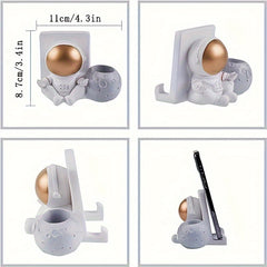 Astronaut Pen Holder with Phone Stand Desk Storage Rack