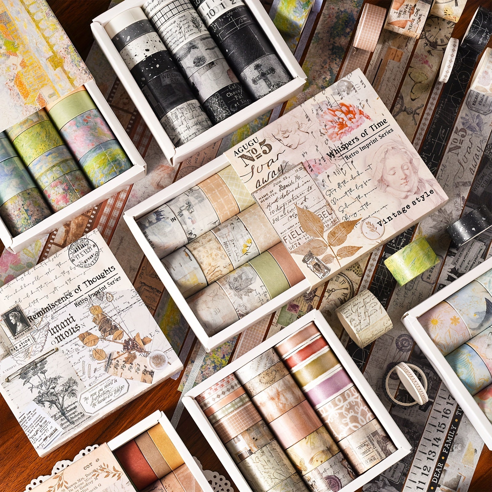 4pcs Retro Printing Diary Decorative Stickers