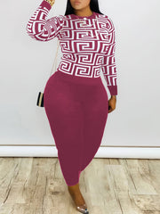 Geometric Print Shirt & Panties Set Casual Outfits