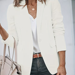 Solid Long Sleeve Blazer Open Front Lapel Blazer