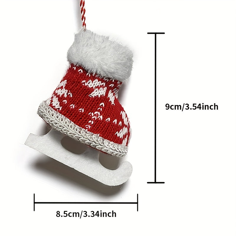Mini Christmas Skates Pendant Knitted Plush Wool Skates