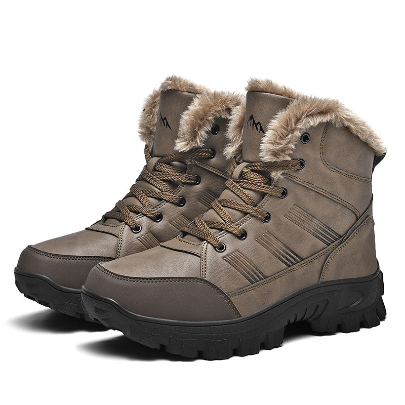 Men's Waterproof Snow Boots, Warm Fleece Lining, Rubber Sole