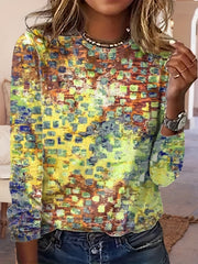 Print Crew Neck Sweatshirt for Women