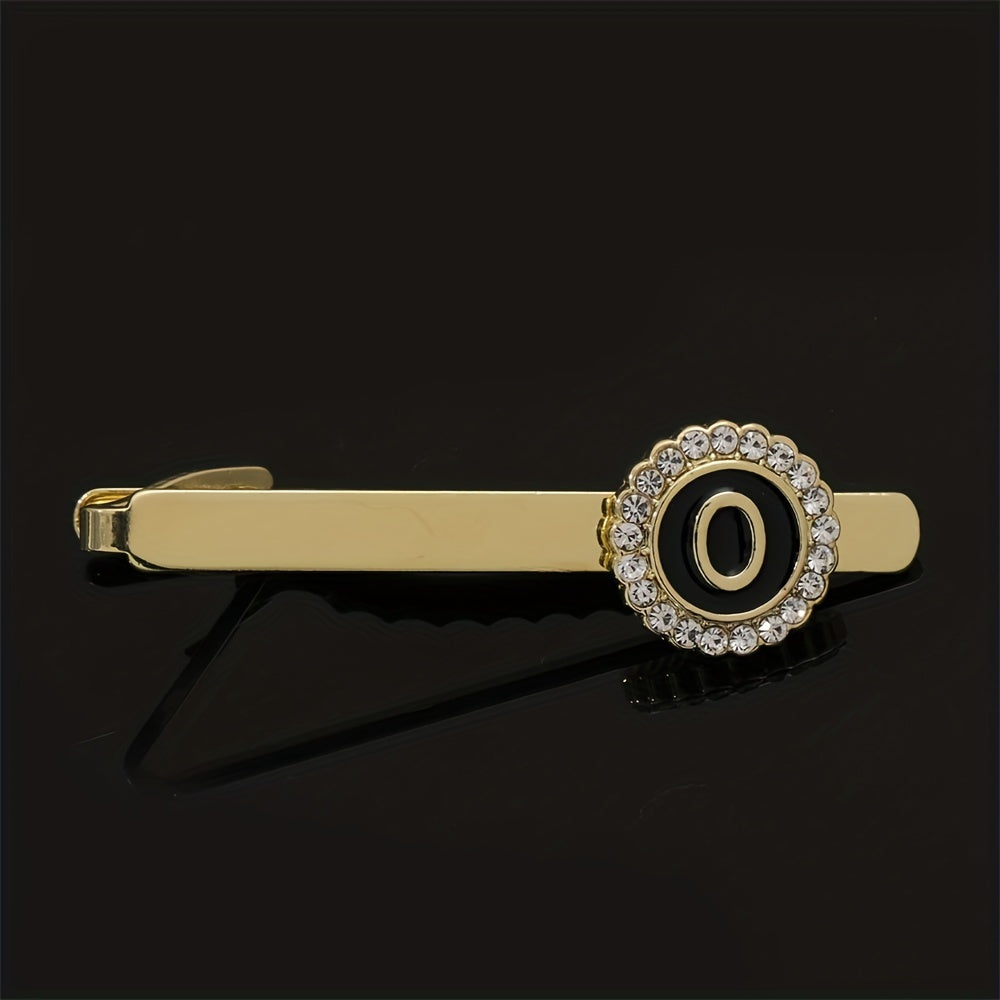 Men's Tie Clip Rhinestone Initial Letter Tie Clips Wedding Business
