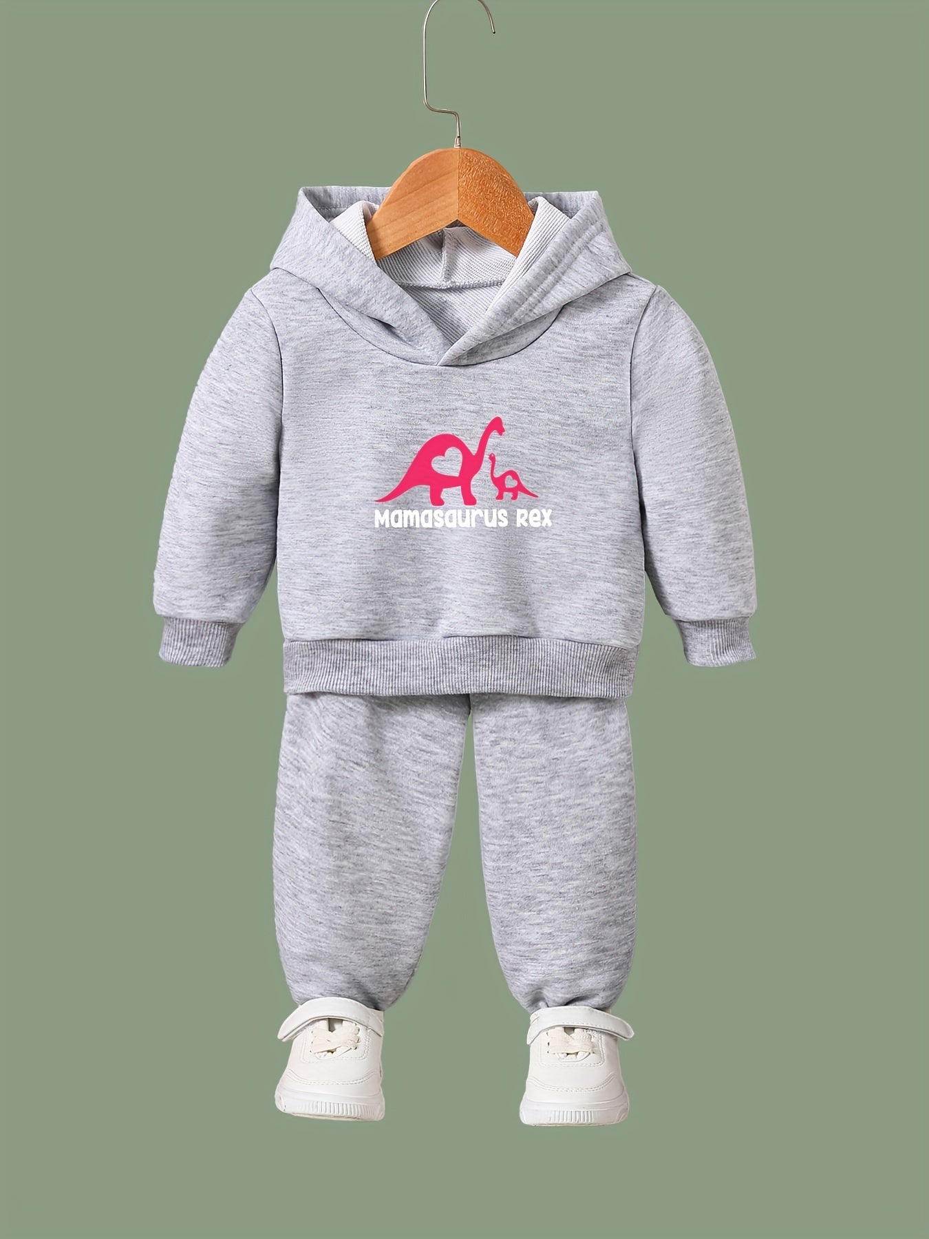 Dino Pattern Hooded Sweatshirt Girls Hoodies & Sweatpants