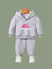 Dino Pattern Hooded Sweatshirt Girls Hoodies & Sweatpants