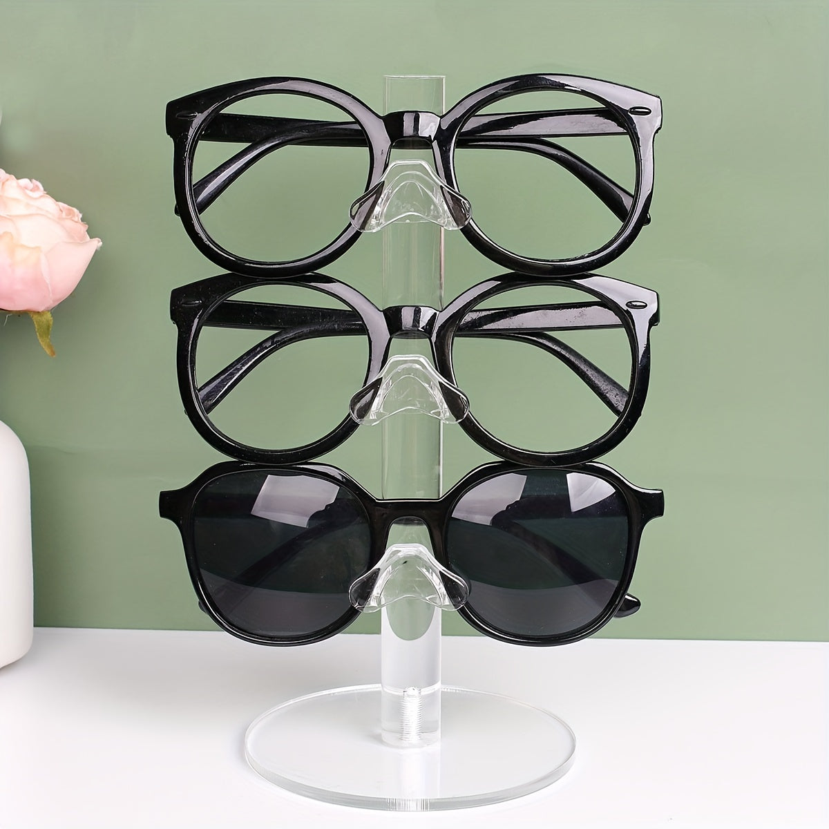 3-Layer Eyeglasses Storage Display Stand Acrylic Organizer
