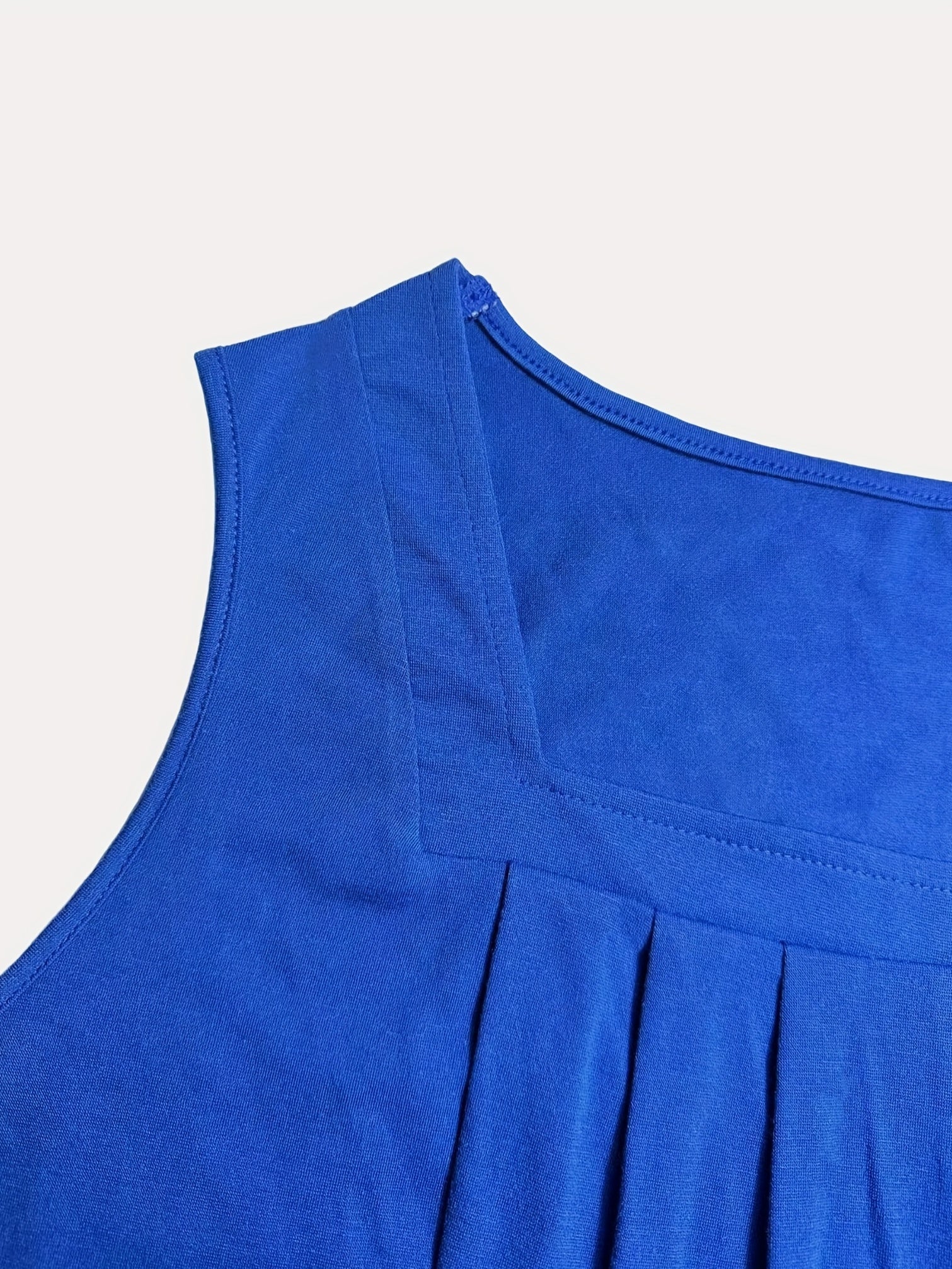 Casual Tank Top Women's Plus Solid Square Neck Pleated Tank