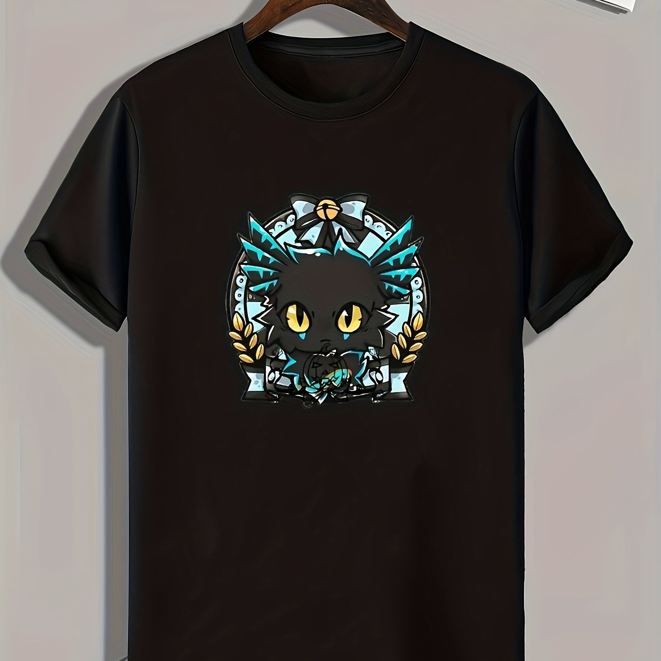 Cartoon Pattern Print Men's Comfy Sports T-shirt Graphic Tee