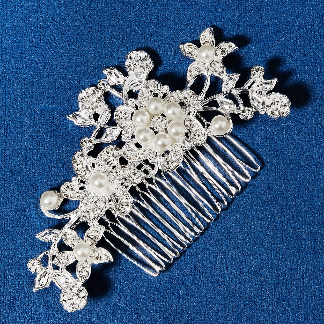 Vintage Pearl Rhinestone Bridal Hair Comb Wedding Dress Insert Comb