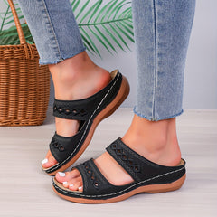Casual Open Toe Slippers Hollow Out Thick Sole Sports Half Slippers
