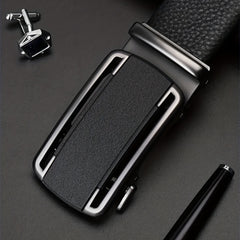Men's Leather Belt Automatic Buckle Business Suit Waist Strap