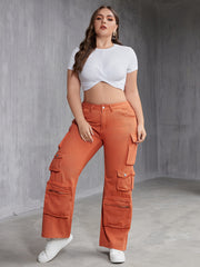Wide Leg Cargo Jeans with Pockets