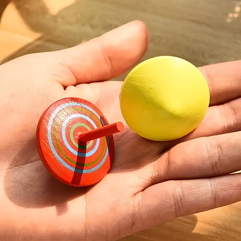 Colorful Wooden Hand Spinning Toy