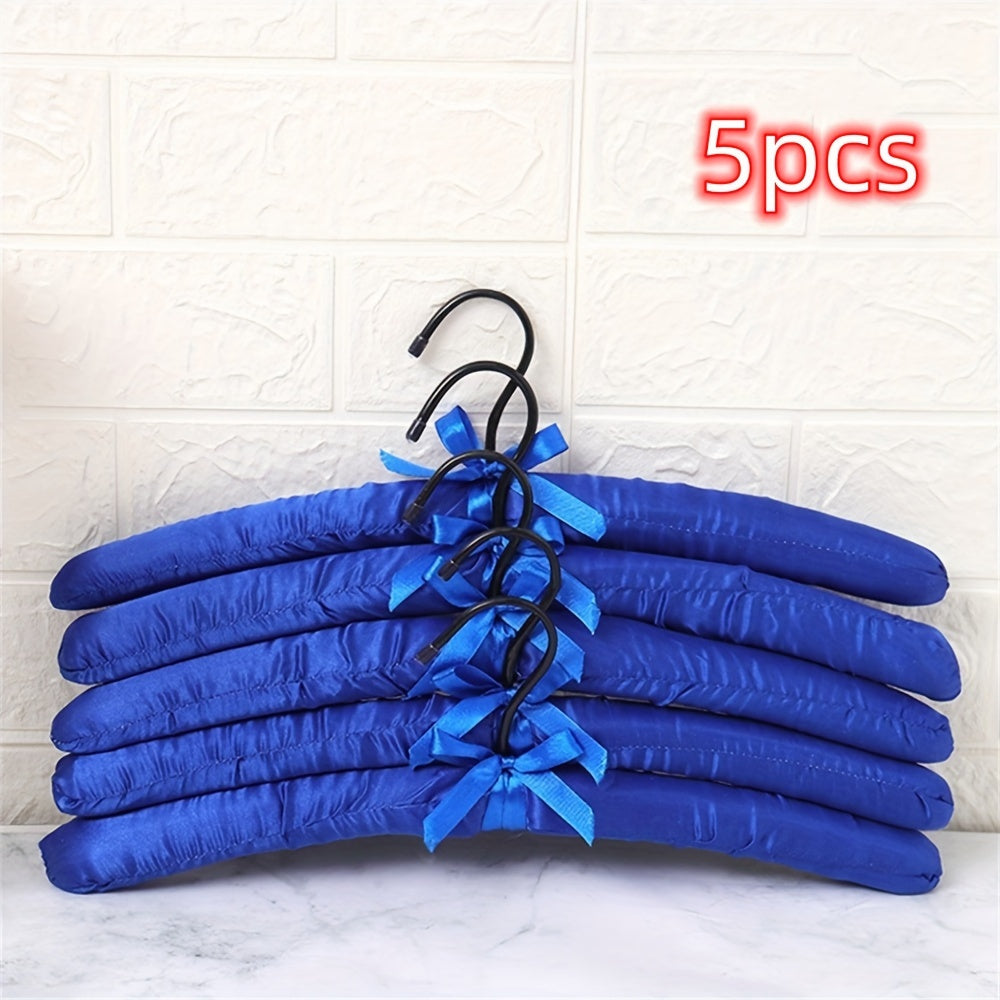 5pcs Satin Padded Clothes Hanger Silk Wrapped Coat Rack