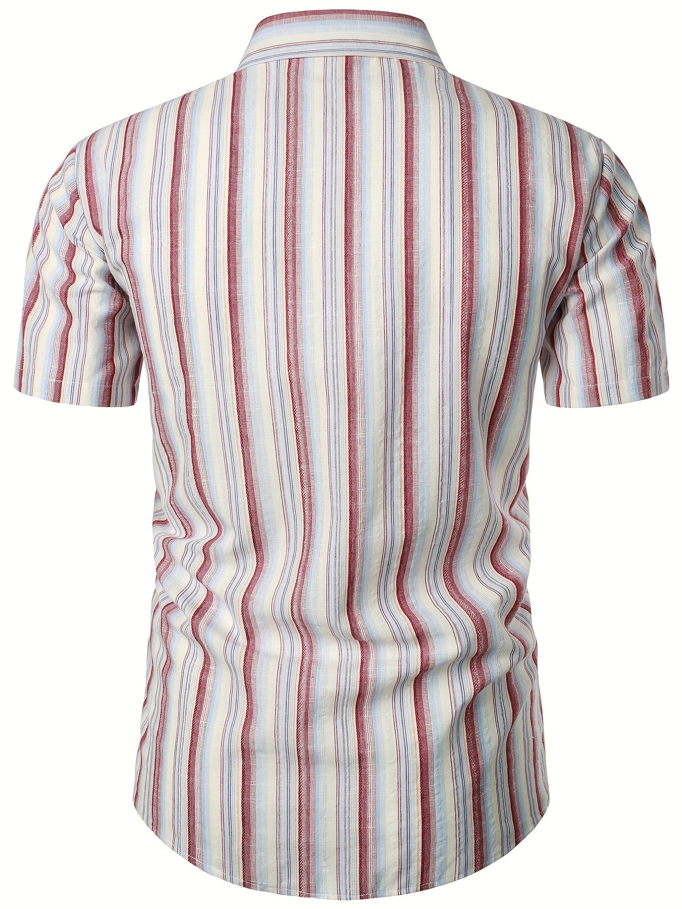 Vertical Striped Men's Shirt Short Sleeves Business Casual Button Up
