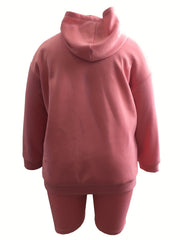 Hooded Sweatshirt & Biker Shorts Two Piece Set