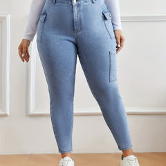 High Rise Stretch Jeans With Pockets