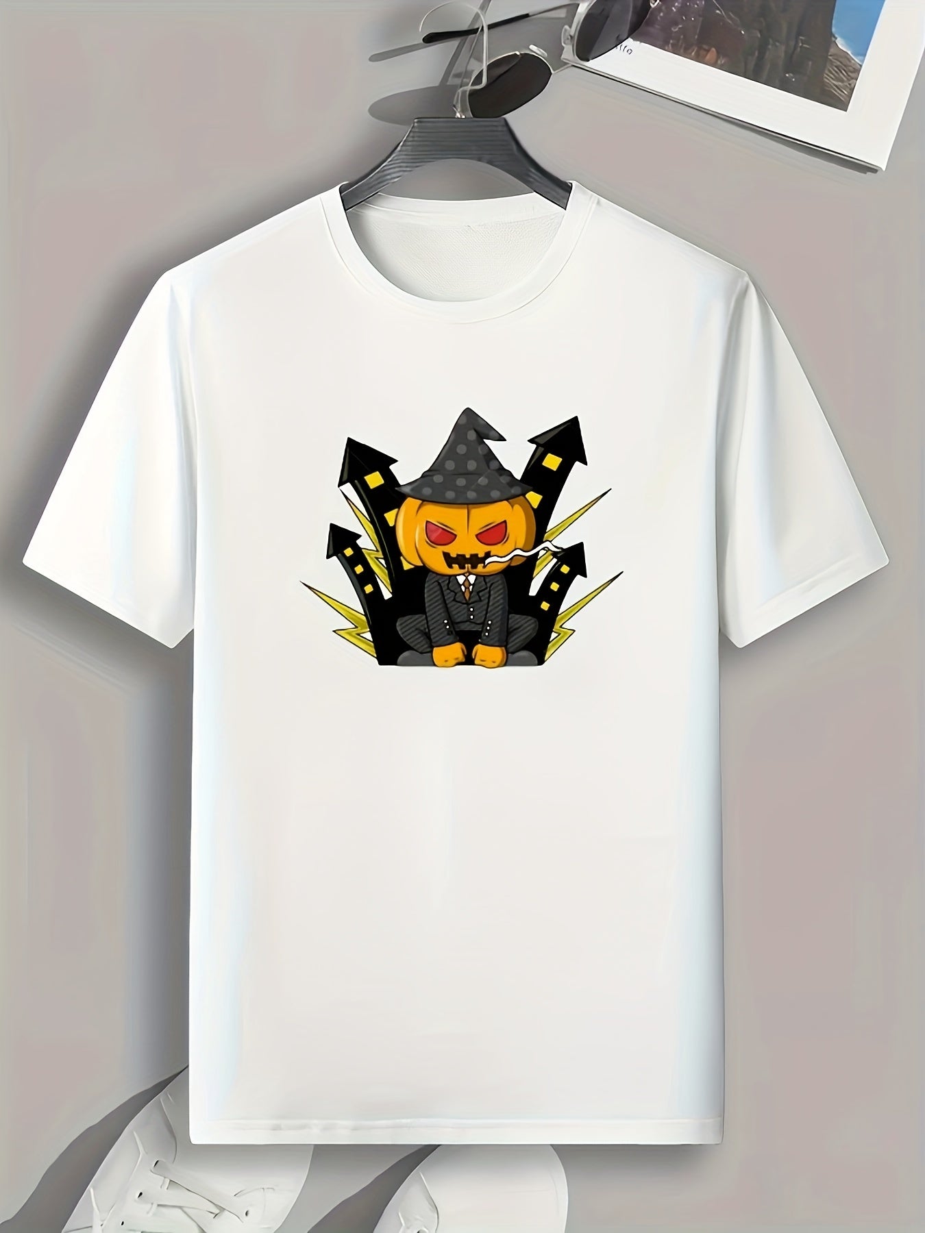 Halloween Pumpkin Print Men's Graphic T-shirt Casual Tee