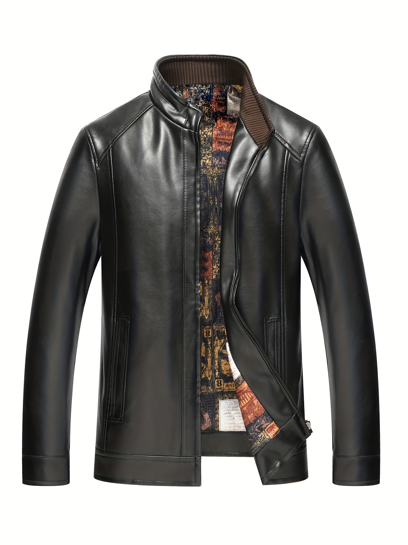 Men's PU Zip Up Faux Leather Jacket