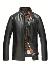 Men's PU Zip Up Faux Leather Jacket