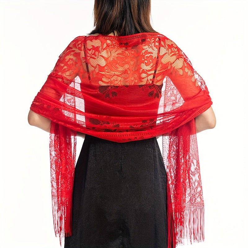 Lace Tassel Long Scarf Hollow Head Wrap Hair Accessories