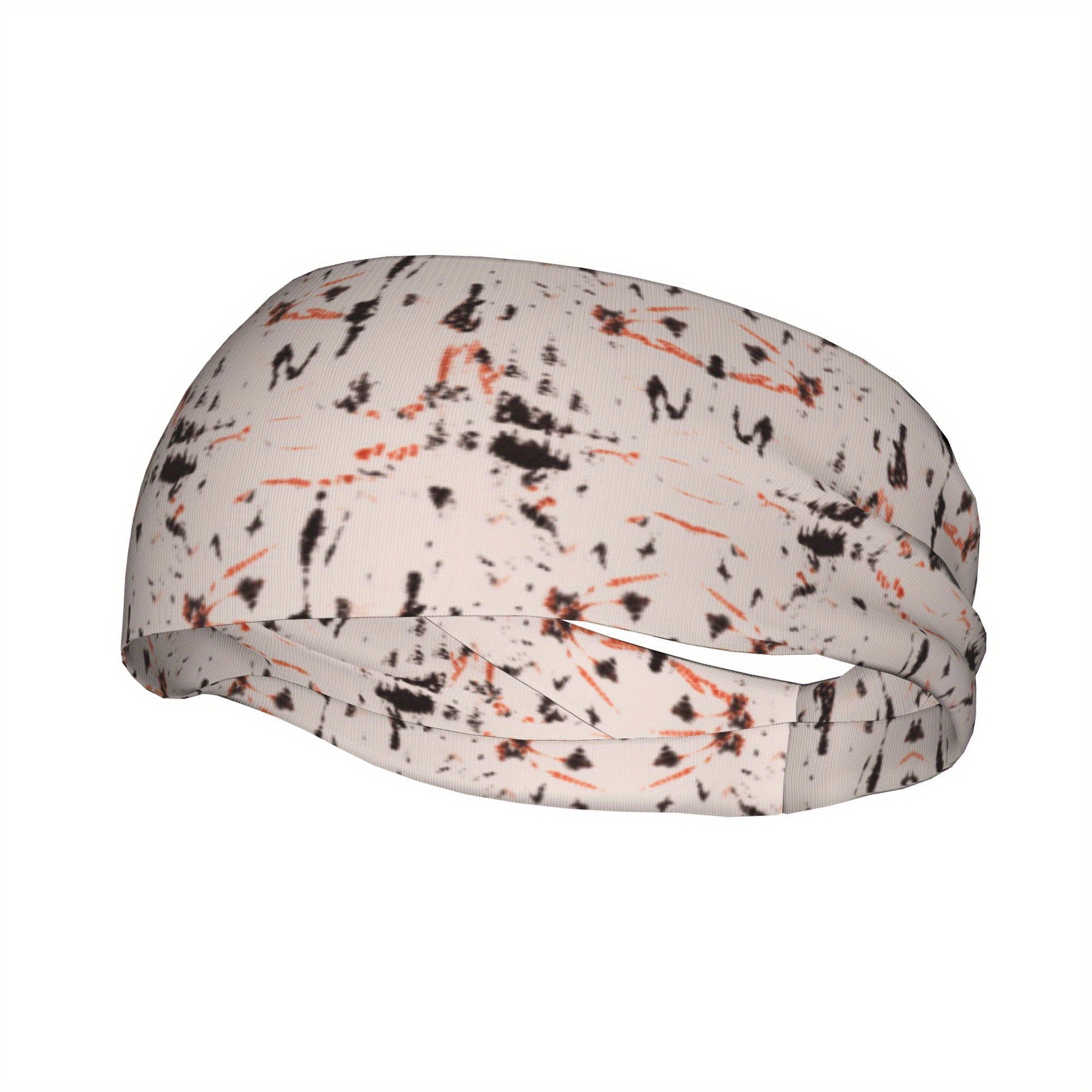 Men's Tie Dye Headband Orange Gray Athletic Breathable Stretchy Sport Headband