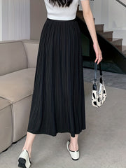 Pleated Elastic Waist Skirt for Women's Spring & Summer Clothing