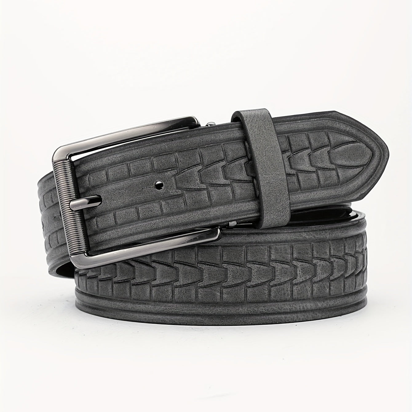 Alloy Buckle PU Striped Belt Accessory For Men