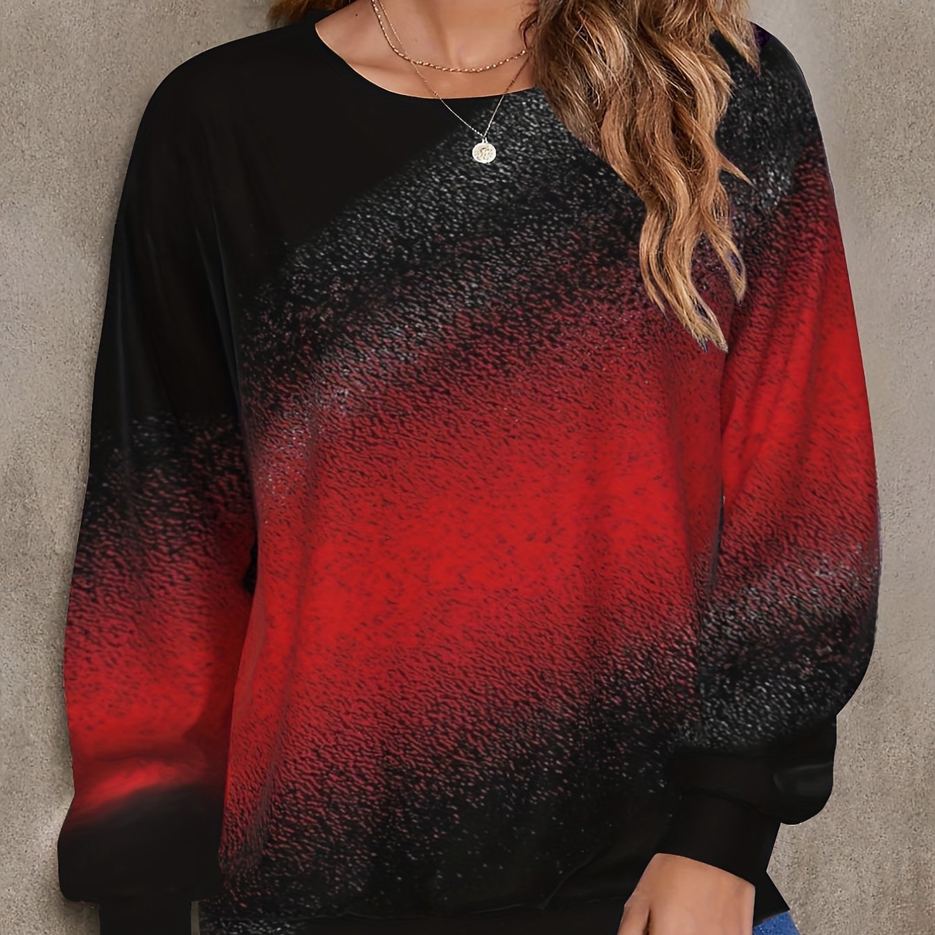 Block Sweatshirt Crew Neck Long Sleeve Casual Sweatshirt