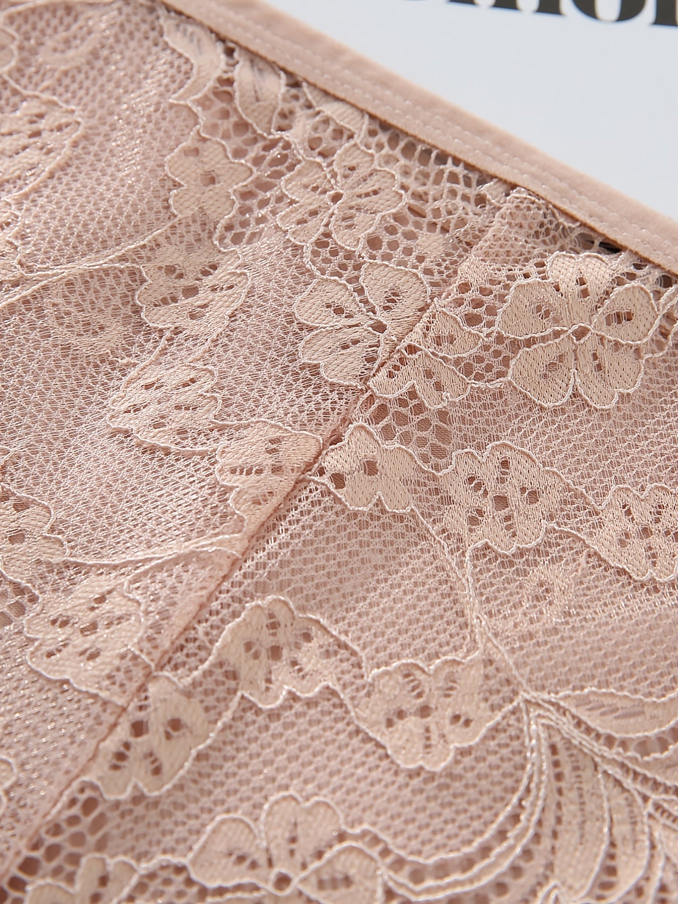 3pcs Lace Panel Bikini & High Waist Panties Set