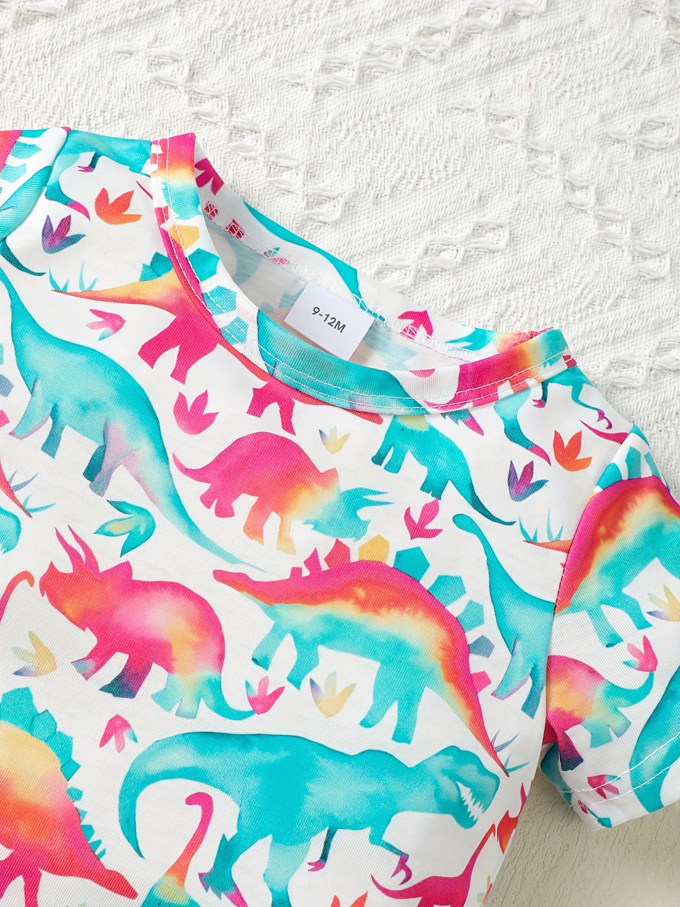 Dinosaur Graphic Print Round Neck T shirt for Baby Boys & Girls