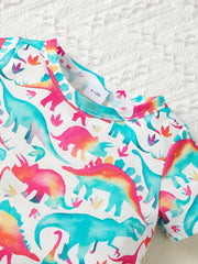 Dinosaur Graphic Print Round Neck T shirt for Baby Boys & Girls