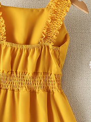 Toddler Girls Ruffle Trim Cami Princess Dress For Party Beach Vacation
