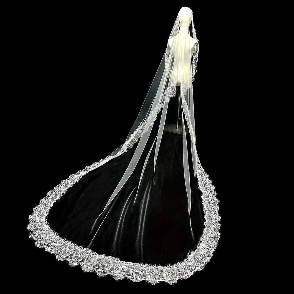 Floral Lace Wedding Veil Trail Bridal Accessory