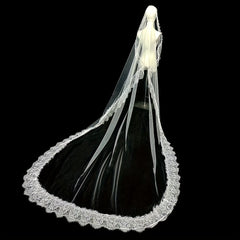 Floral Lace Wedding Veil Trail Bridal Accessory