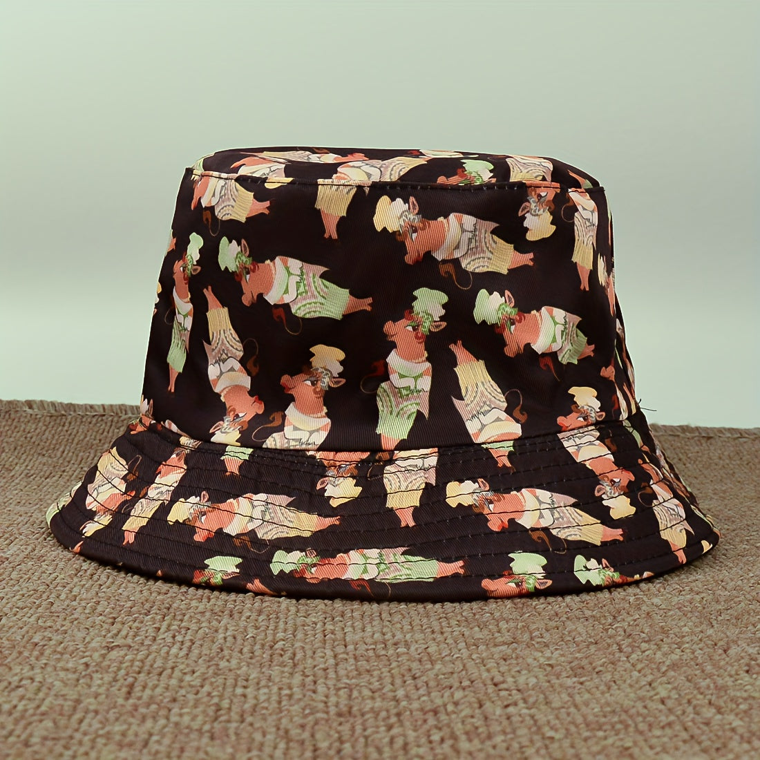 Miss Horse Print Sunshade Bucket Hat for Men Women