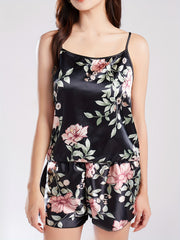 Floral Print Satin Pajama Set for Women