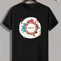 Global Travel Pattern Print Men's Comfy Sports T shirt