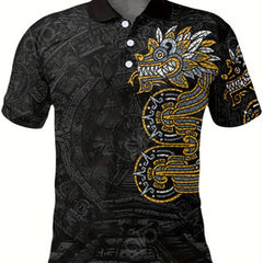 Dragon Pattern Men's Short Sleeve Shirt