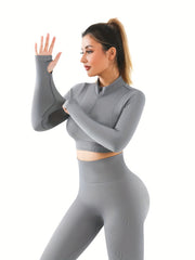 Yoga Workout Set Long Sleeve Top & Leggings Suit Women's Activewear