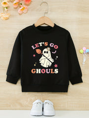 Go Chouls Ghost Graphic Halloween Girls Sweatshirt
